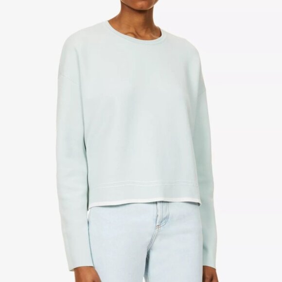 ME+EM Reversible Double-Faced Cotton Blend Jumper Sweater Mint White Size Small - Picture 1 of 8